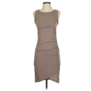 Leith Ruched Sleeveless Dress Tan Size S